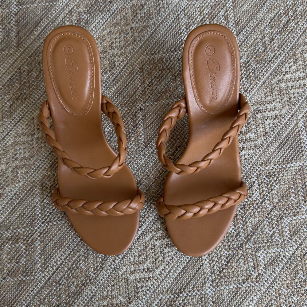 Brown Braided Sandal Heels
